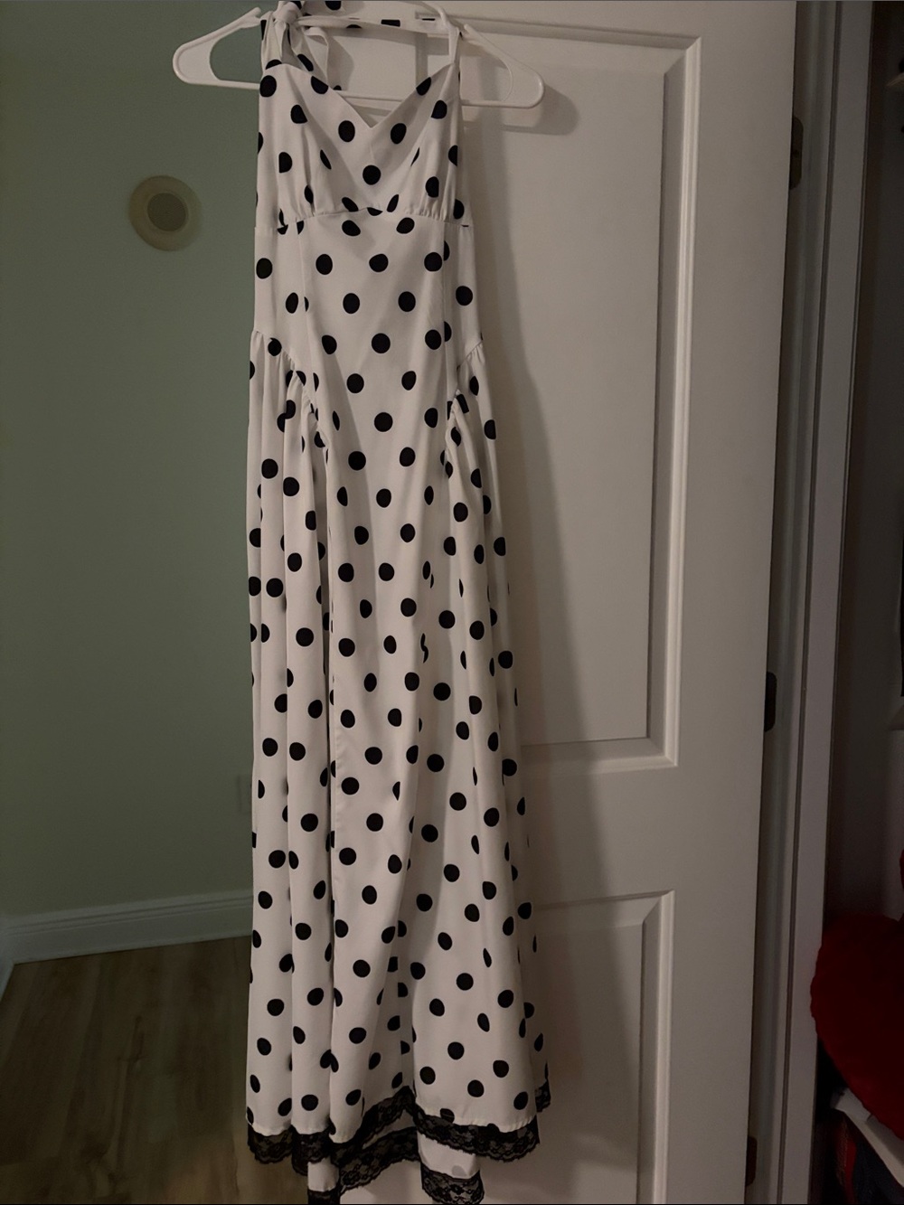 SHEIN White Maxi Dress with Black Polka Dots